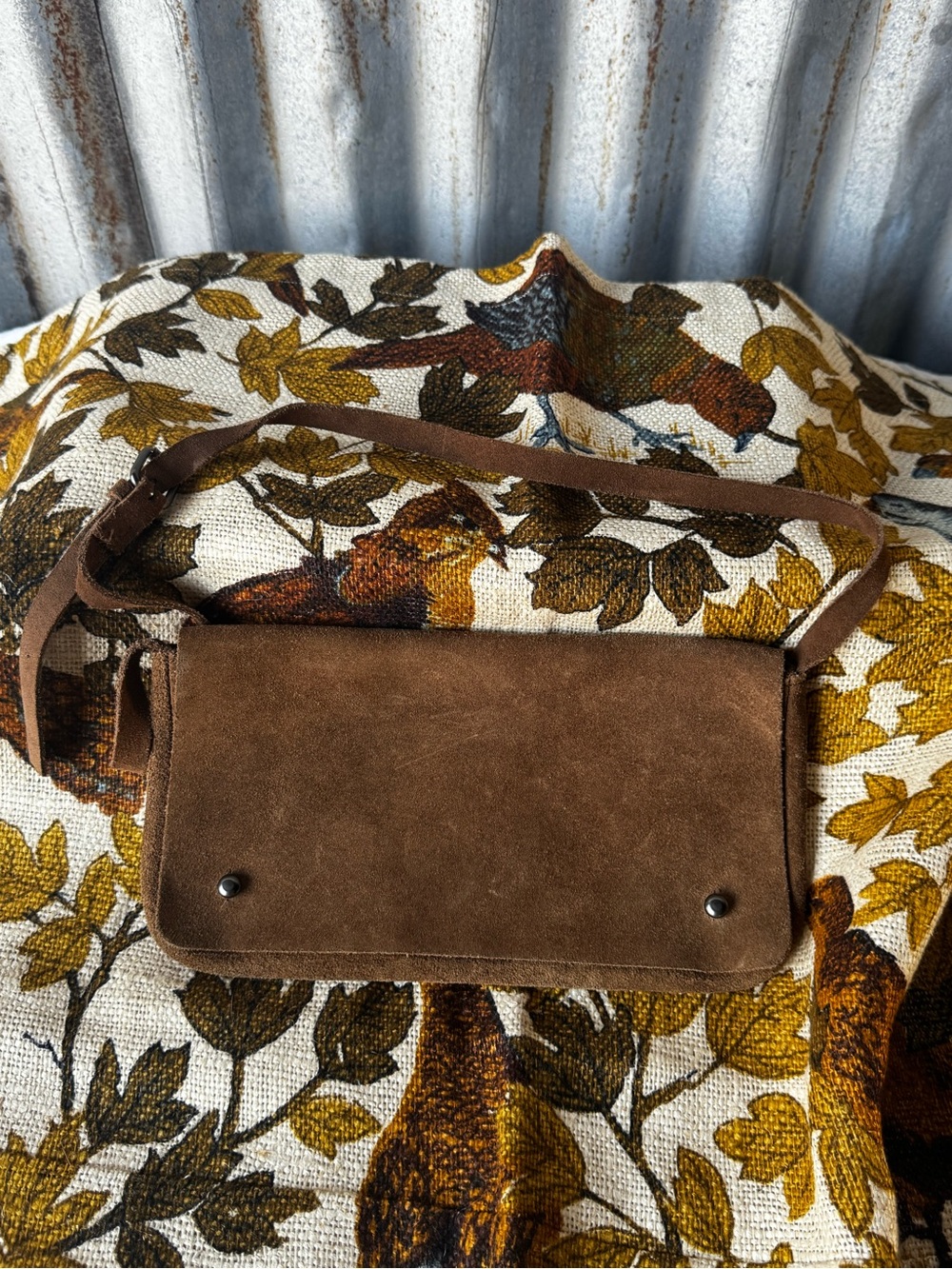 Banana Republic Brown Suede Crossbody Wallet